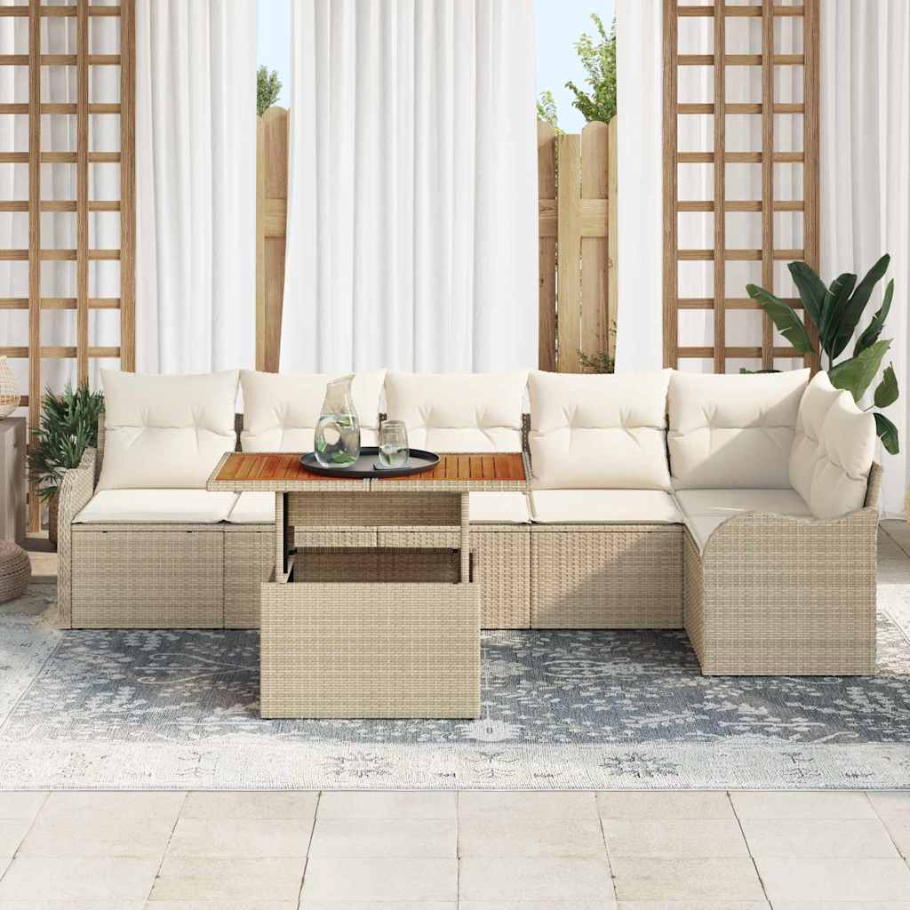 vidaXL Tuinbank Set met opslag 7 pcs Zwart Poly rattan