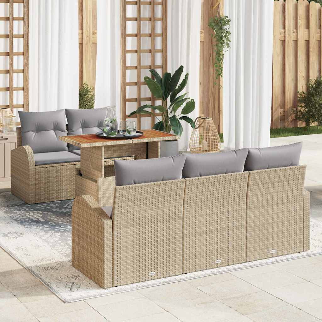 vidaXL Tuinbank Set met opslag 6 pcs Zwart Poly rattan