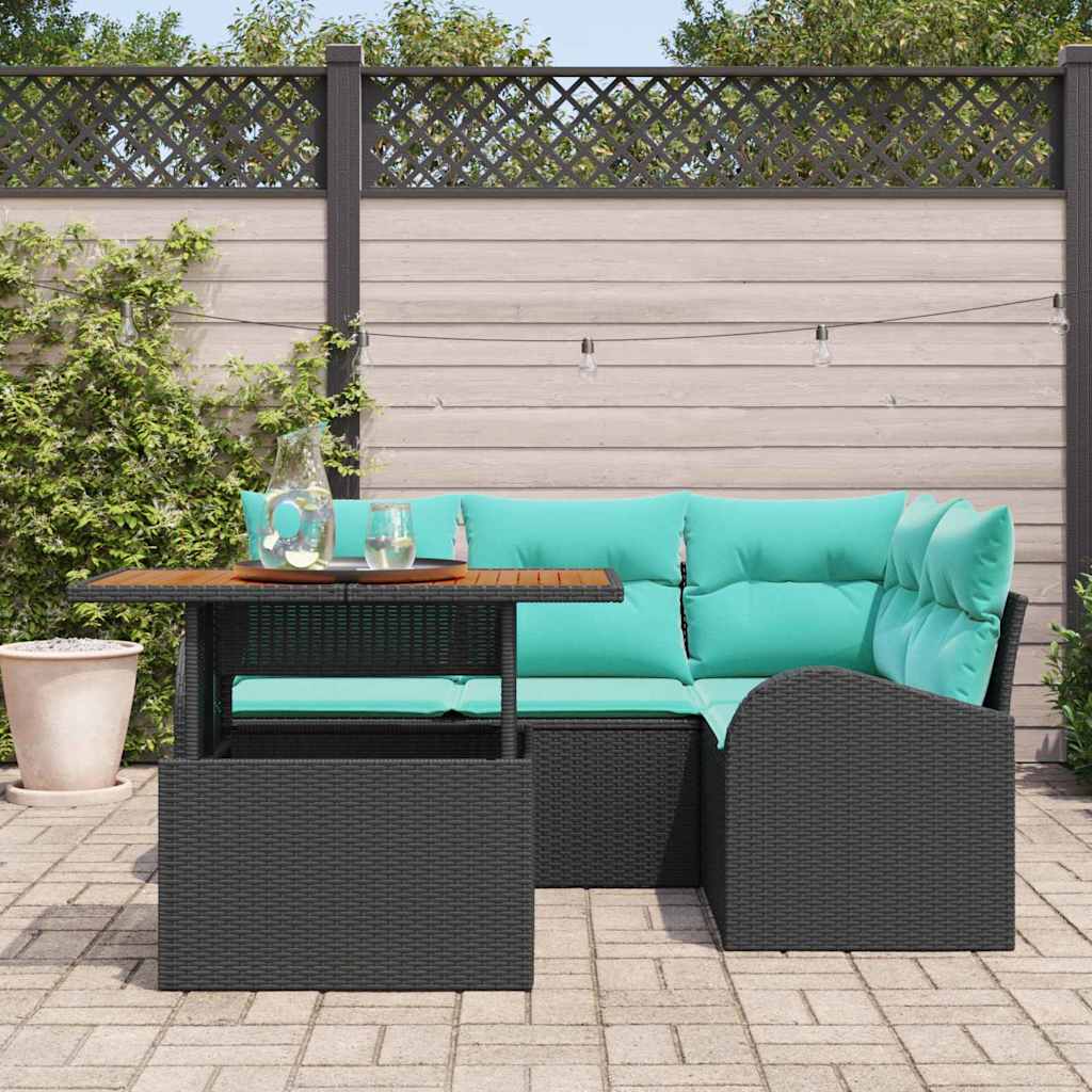 vidaXL Tuinbank Set met opslag 5 pcs Zwart Poly rattan