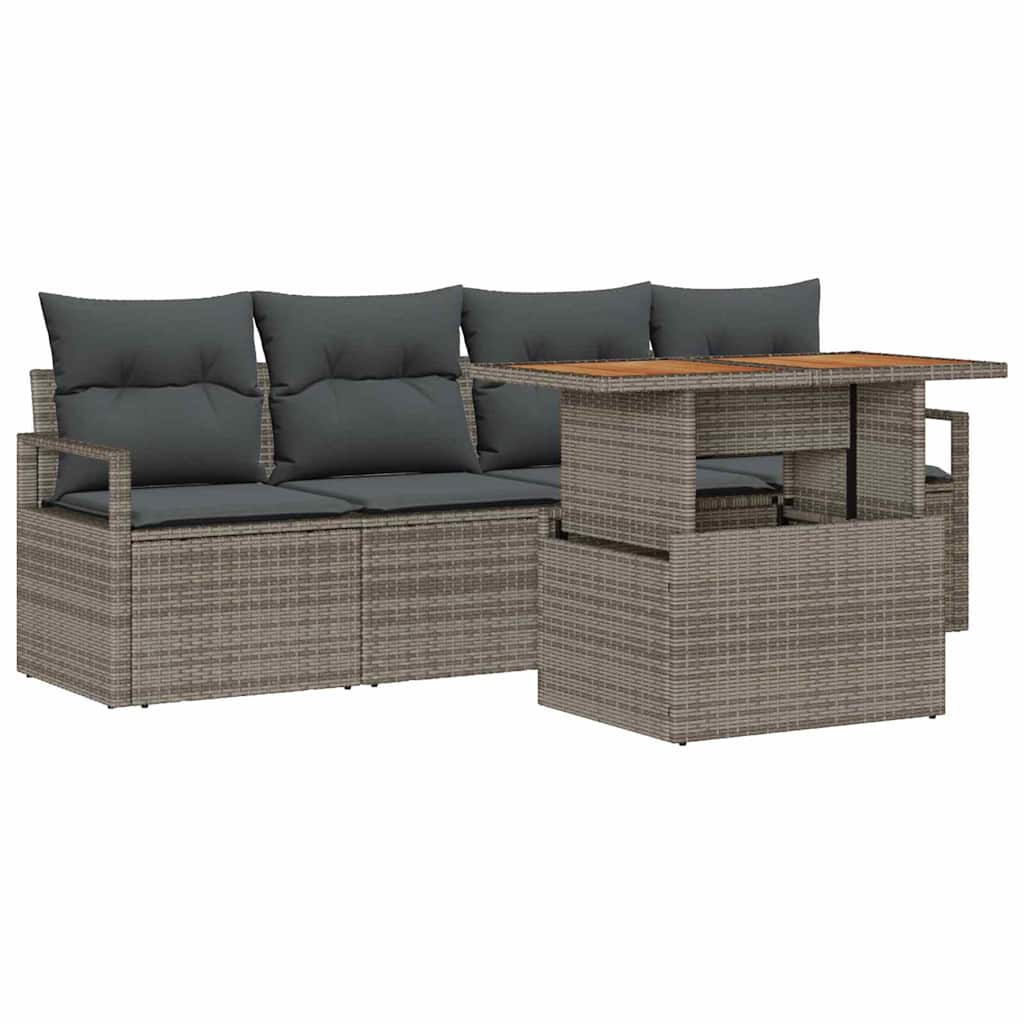vidaXL Tuinbank Set met opslag 5 pcs Zwart Poly rattan