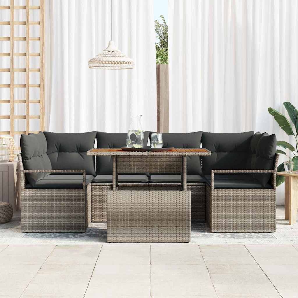 vidaXL Tuinbank Set met opslag 7 pcs Zwart Poly rattan