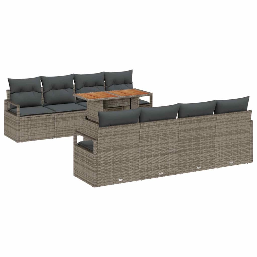vidaXL Tuinbank Set met opslag 9 pcs Zwart Poly rattan
