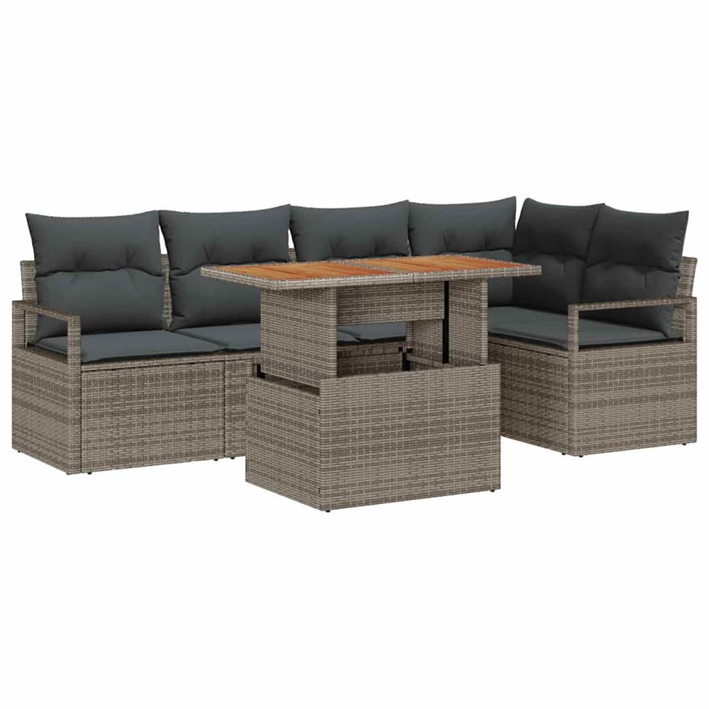 vidaXL Garden Bench Set with Storage 6 Pieces Black Poly Rattan