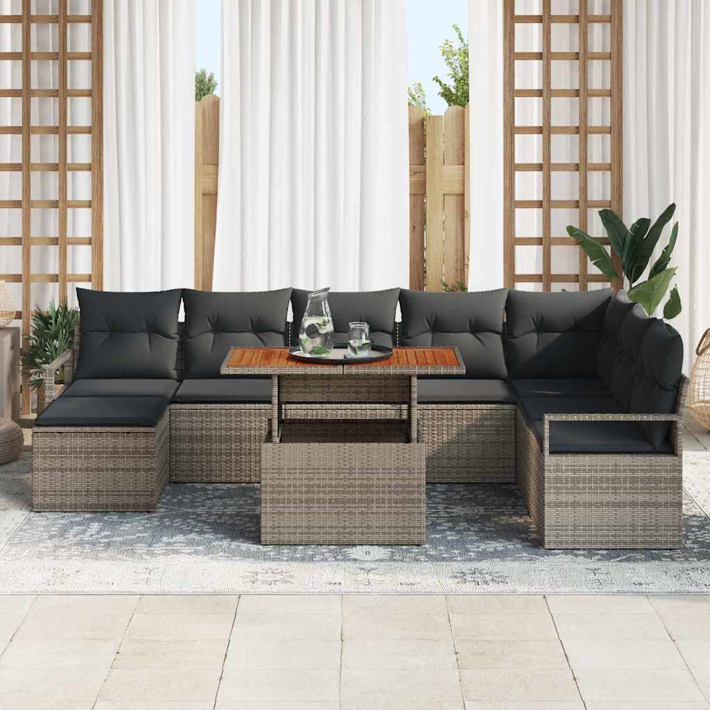 vidaXL Tuinbank Set met opslag 9 pcs Zwart Poly rattan