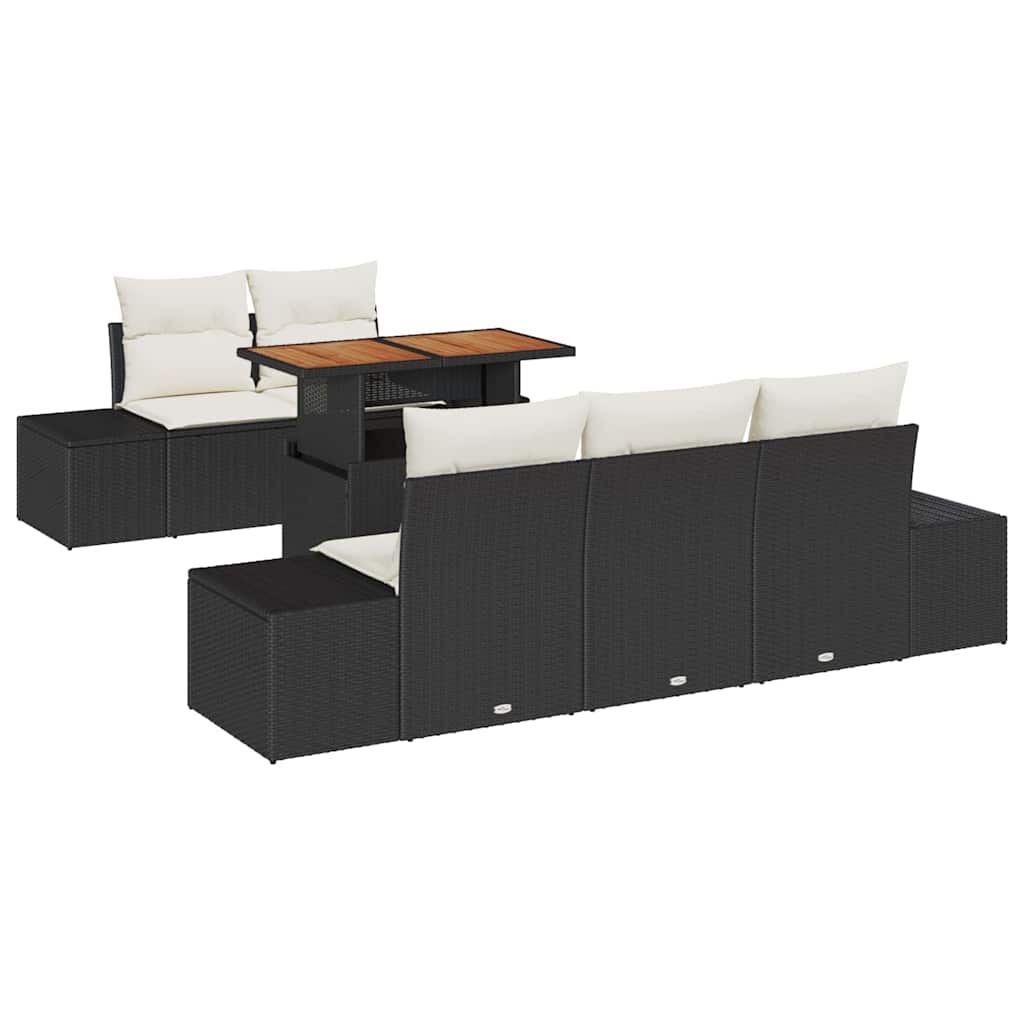 vidaXL Garden Bench Set with Storage 6 pcs Black Poly Rattan