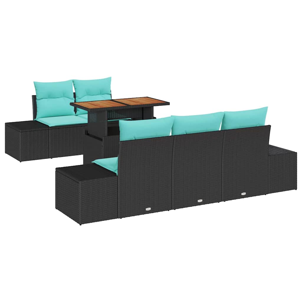 vidaXL Tuinbank Set 6 st Zwart Poly rattan