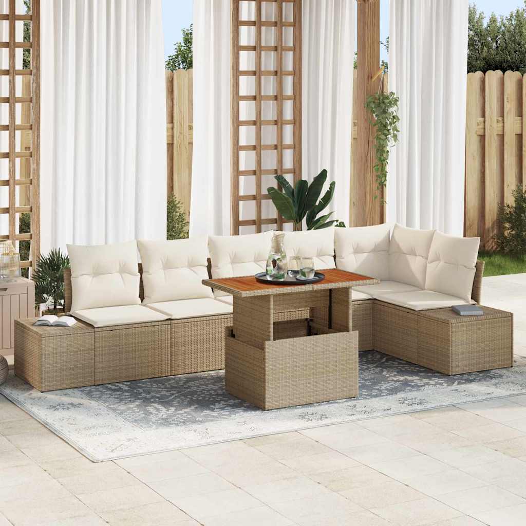 vidaXL Tuinbank Set met opslag 7 pcs Zwart Poly rattan