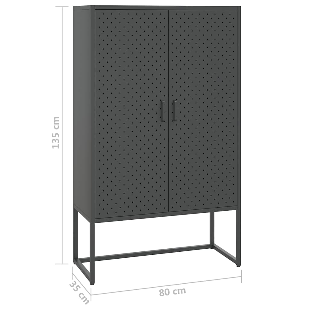 vidaXL Hoge kast 80x35x135 cm staal zwart