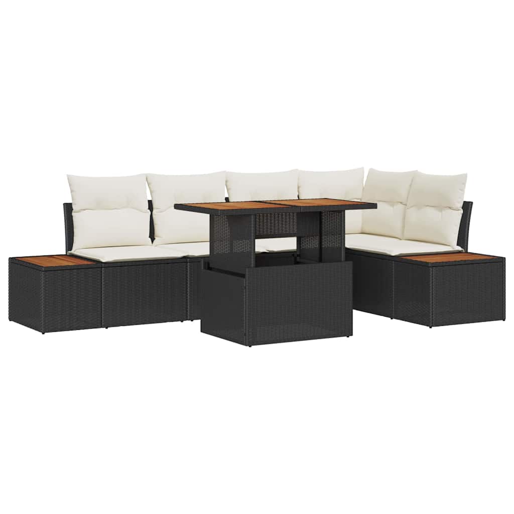vidaXL Garden Lounge Set with Storage 6 pcs Black Poly Rattan