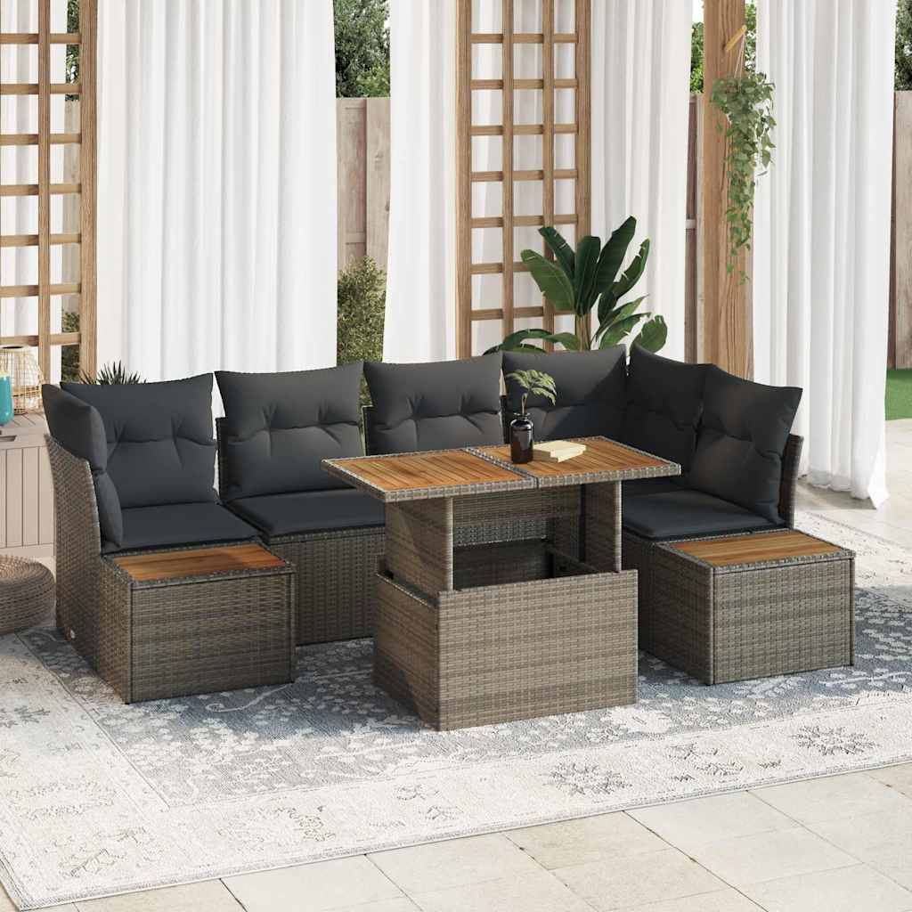 vidaXL Tuinbank Set met opslag 10 pcs Zwart Poly rattan