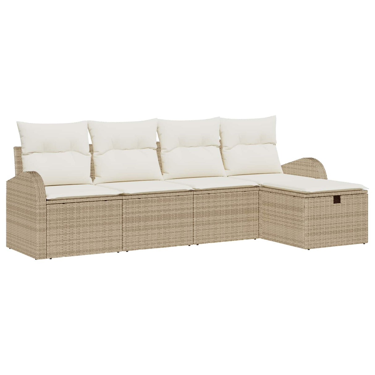 vidaXL Bankstel met kussen met opslag 5 pcs Zwart en Crème poly rattan