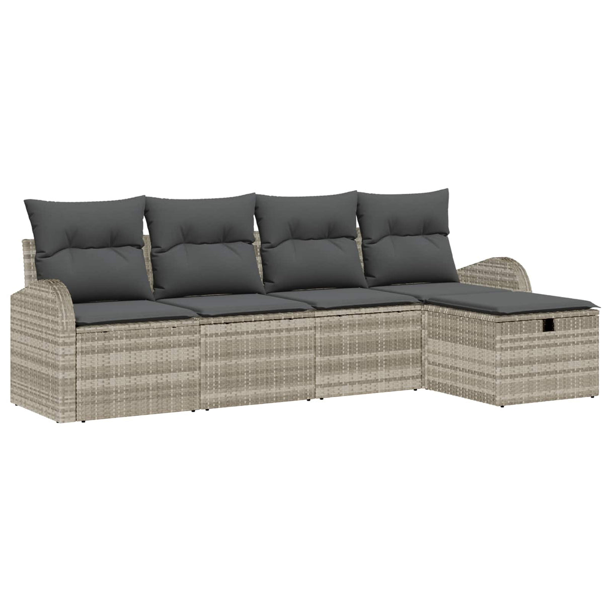 vidaXL Bankstel met kussen met opslag 5 pcs Zwart en Crème poly rattan