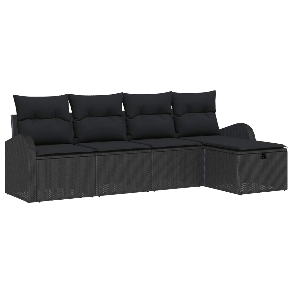vidaXL Bankstel met kussen met opslag 5 pcs Zwart en Crème poly rattan