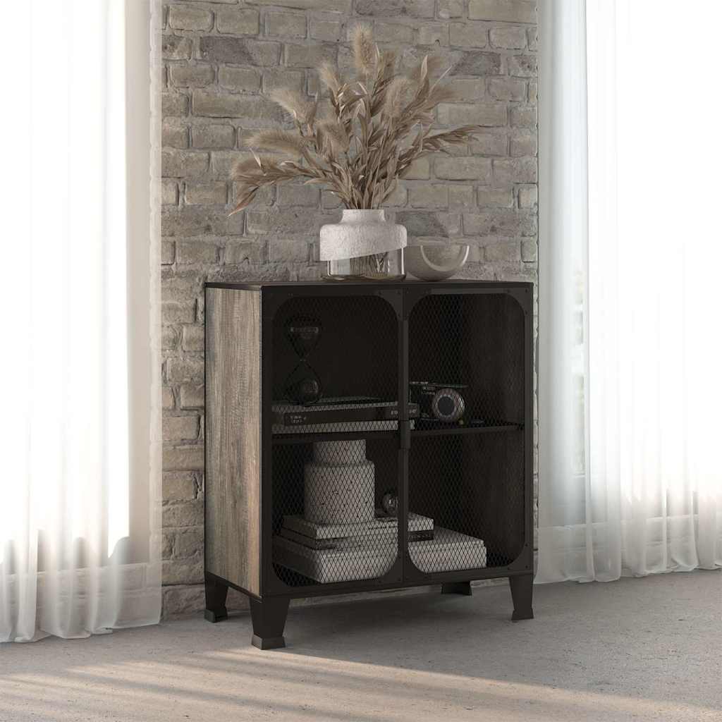 vidaXL Opbergkasten 2 st 72x36x82 cm metaal en MDF rustiek bruin
