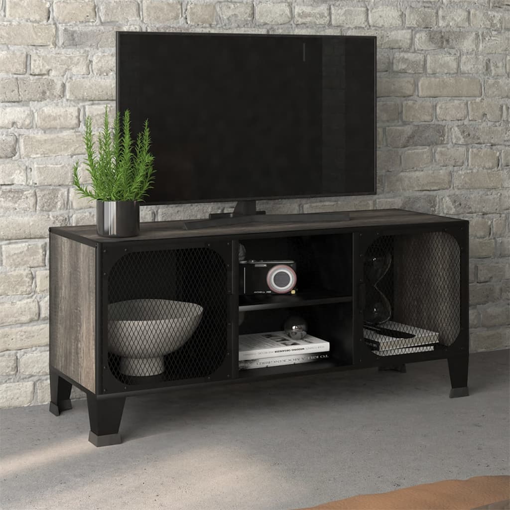 vidaXL Tv-meubel 105x36x47 cm metaal en MDF rustiek bruin