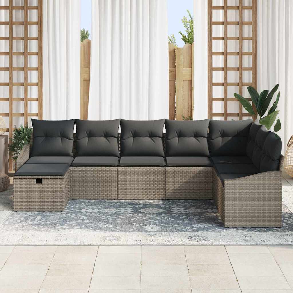 vidaXL Garden Sofa Set with cushions 8 pcs Black Poly Rattan