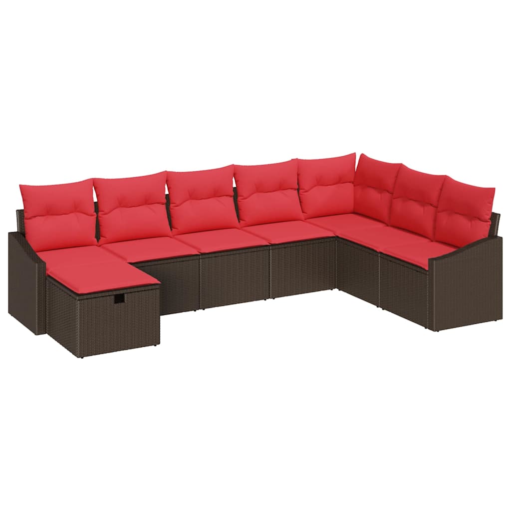 vidaXL Tuinbank Set met kussen 8 pcs Zwart Poly rattan