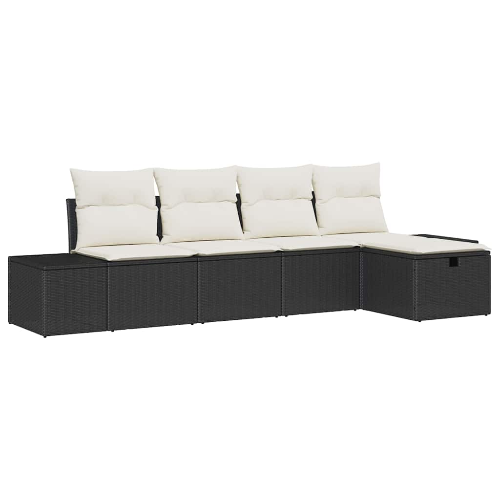 vidaXL Tuinbank Set met kussen 5 pcs poly rattan