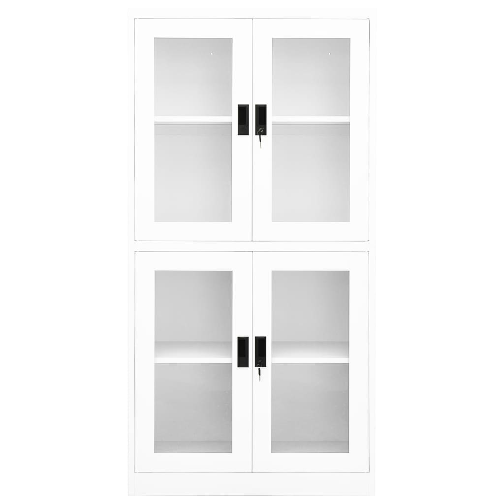 vidaXL Kantoorkast 90x40x180 cm staal en gehard glas wit