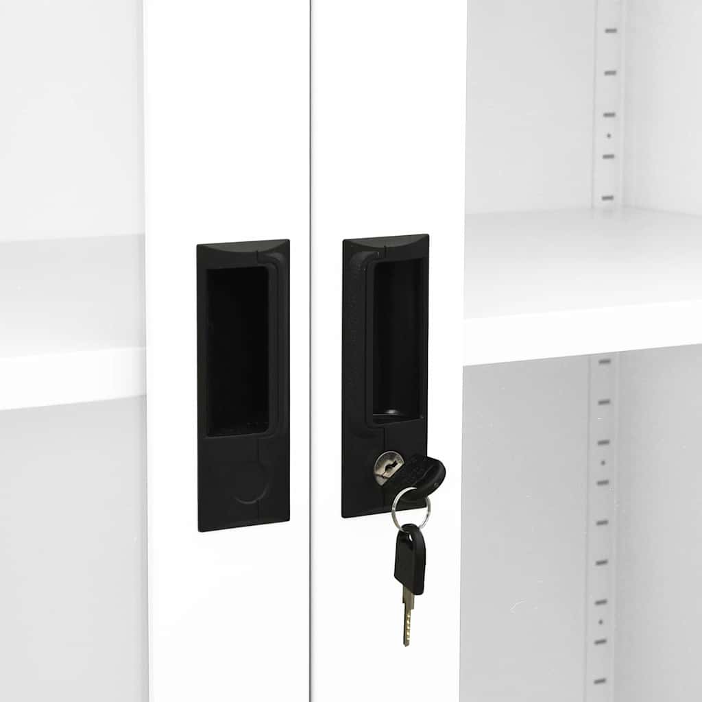 vidaXL Kantoorkast 90x40x180 cm staal en gehard glas wit