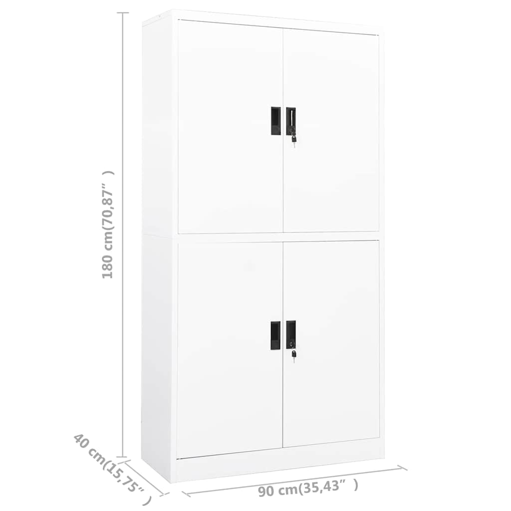vidaXL Kantoorkast 90x40x180 cm staal wit