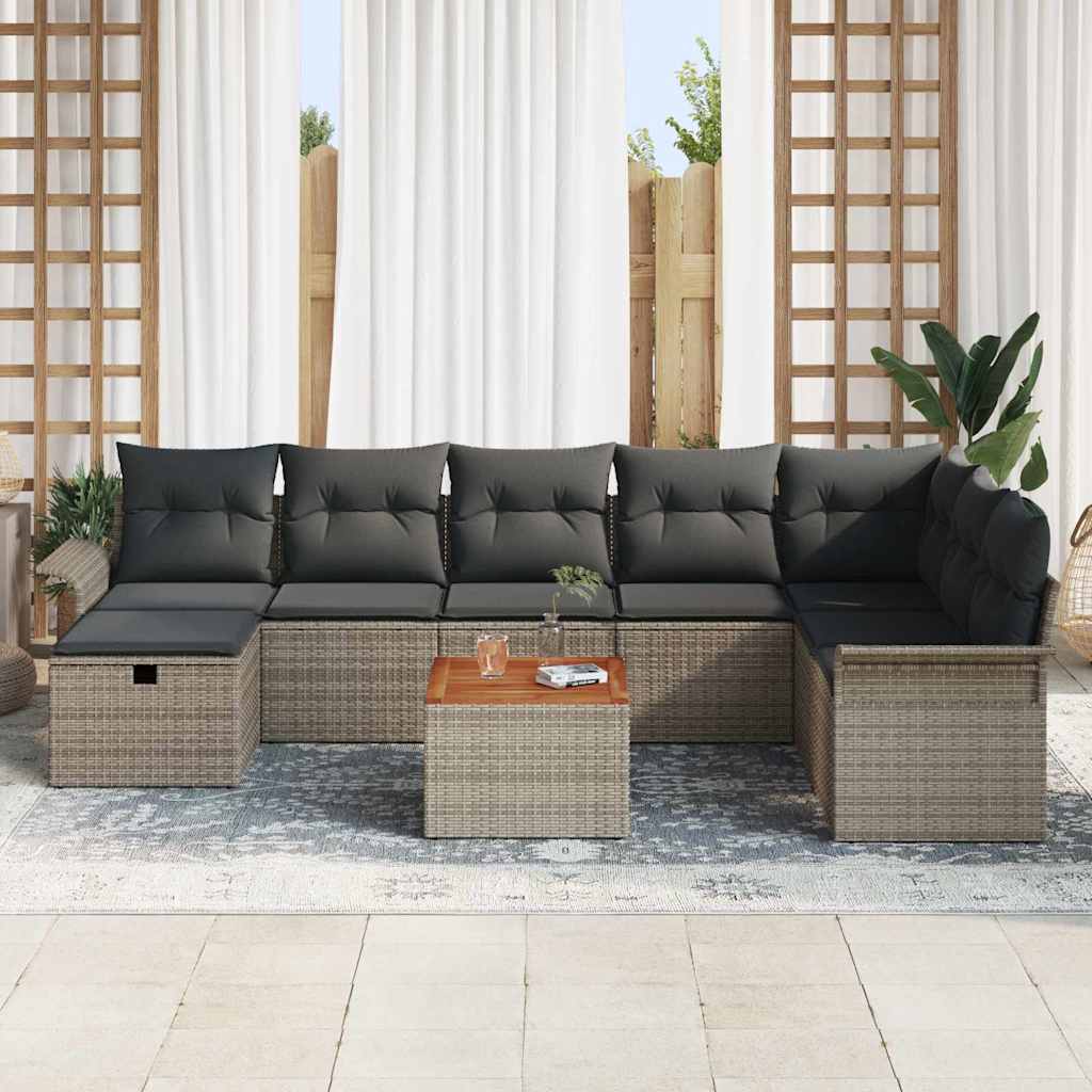 vidaXL Tuinbank Set met kussen met opslag 9 pcs Zwart poly rattan