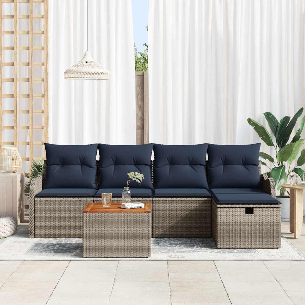 vidaXL Tuinbank Set 6 st Grijs poly rattan