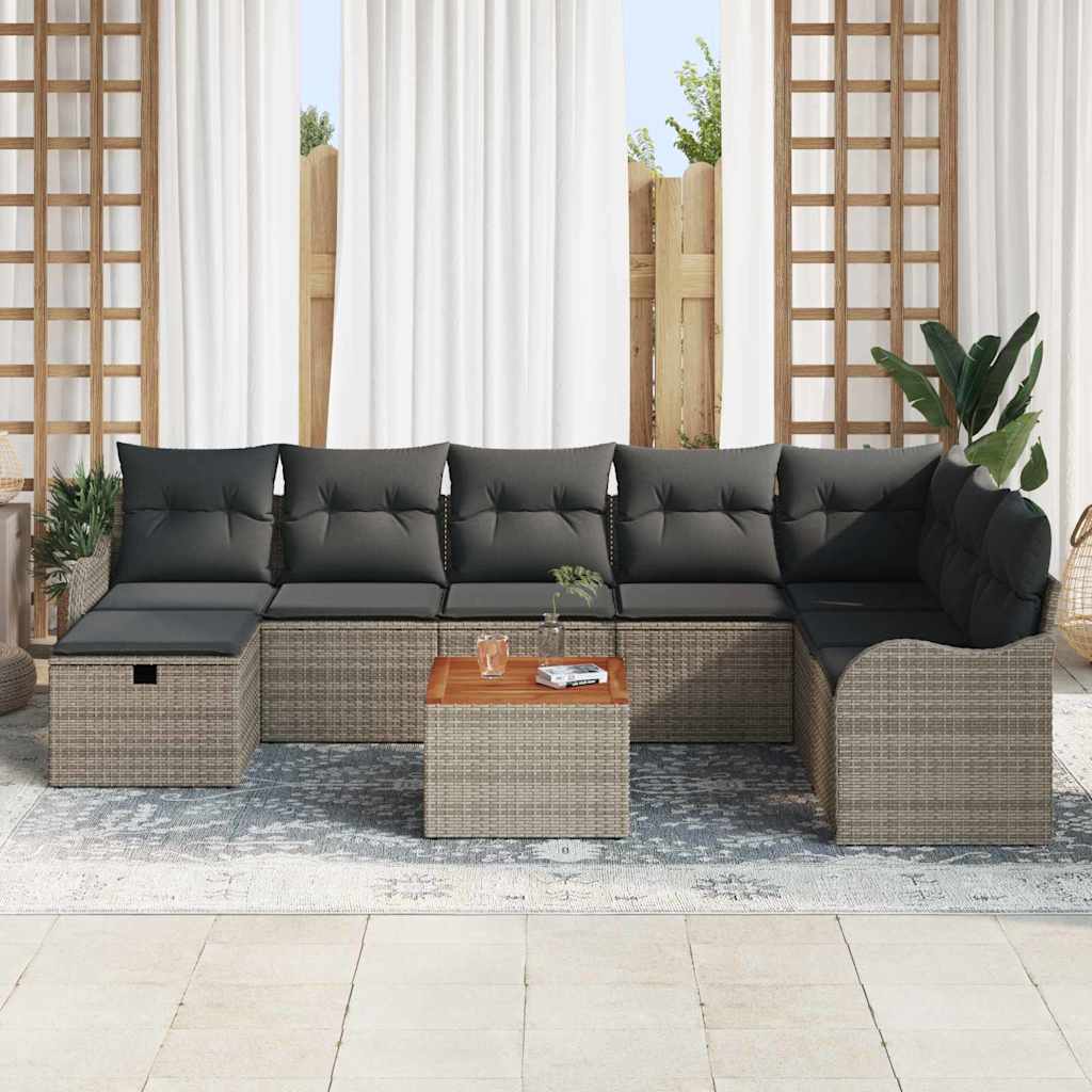 vidaXL Tuinbank Set met kussen met opslag 9 pcs Zwart poly rattan