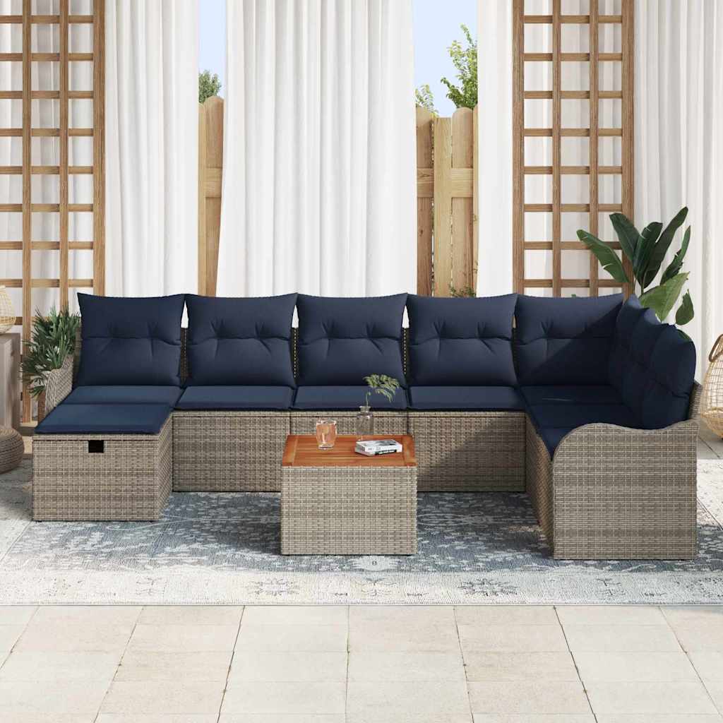 vidaXL Garden Lounge Set 9 pcs Grey poly rattan