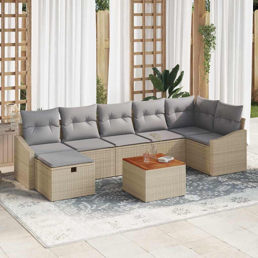 vidaXL Tuinbank Set met kussen met opslag 8 pcs Zwart poly rattan