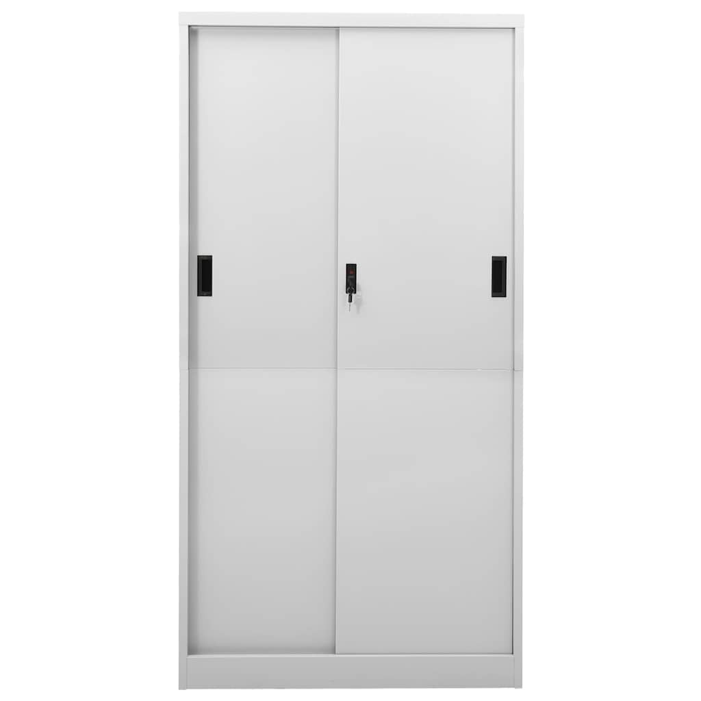 vidaXL Office Cabinet with Sliding Doors 90x40x180 cm Steel White