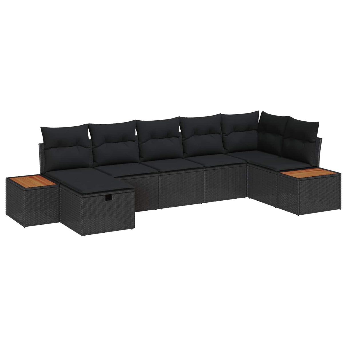vidaXL Garden Sofa Set with Cushion 8 pcs Black Poly Rattan