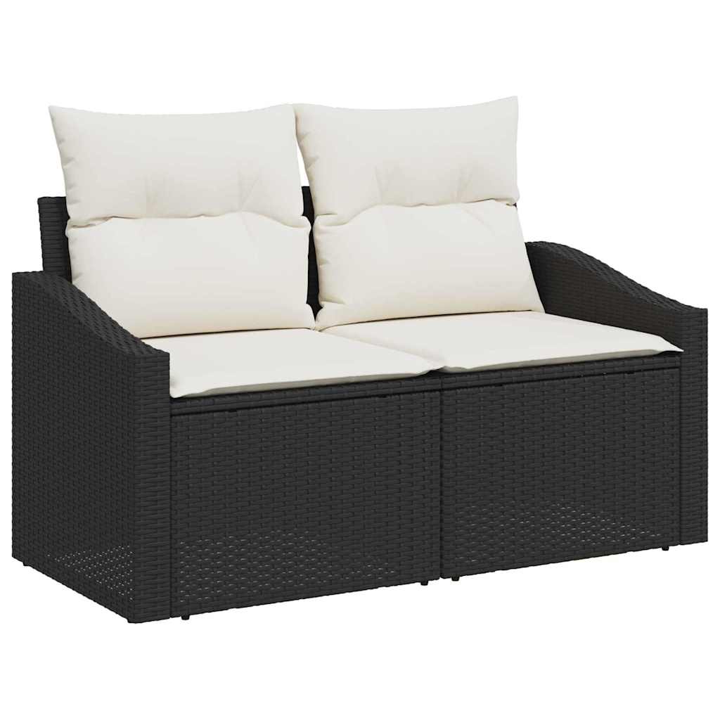 vidaXL Tuinbank Set met kussen met opslag 8 pcs Zwart poly rattan