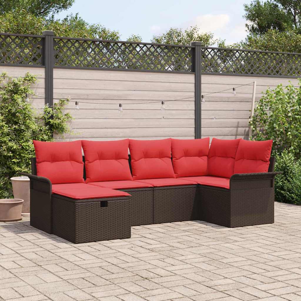 vidaXL Tuinbank Set met kussen met opslag 6 pcs Poly rattan
