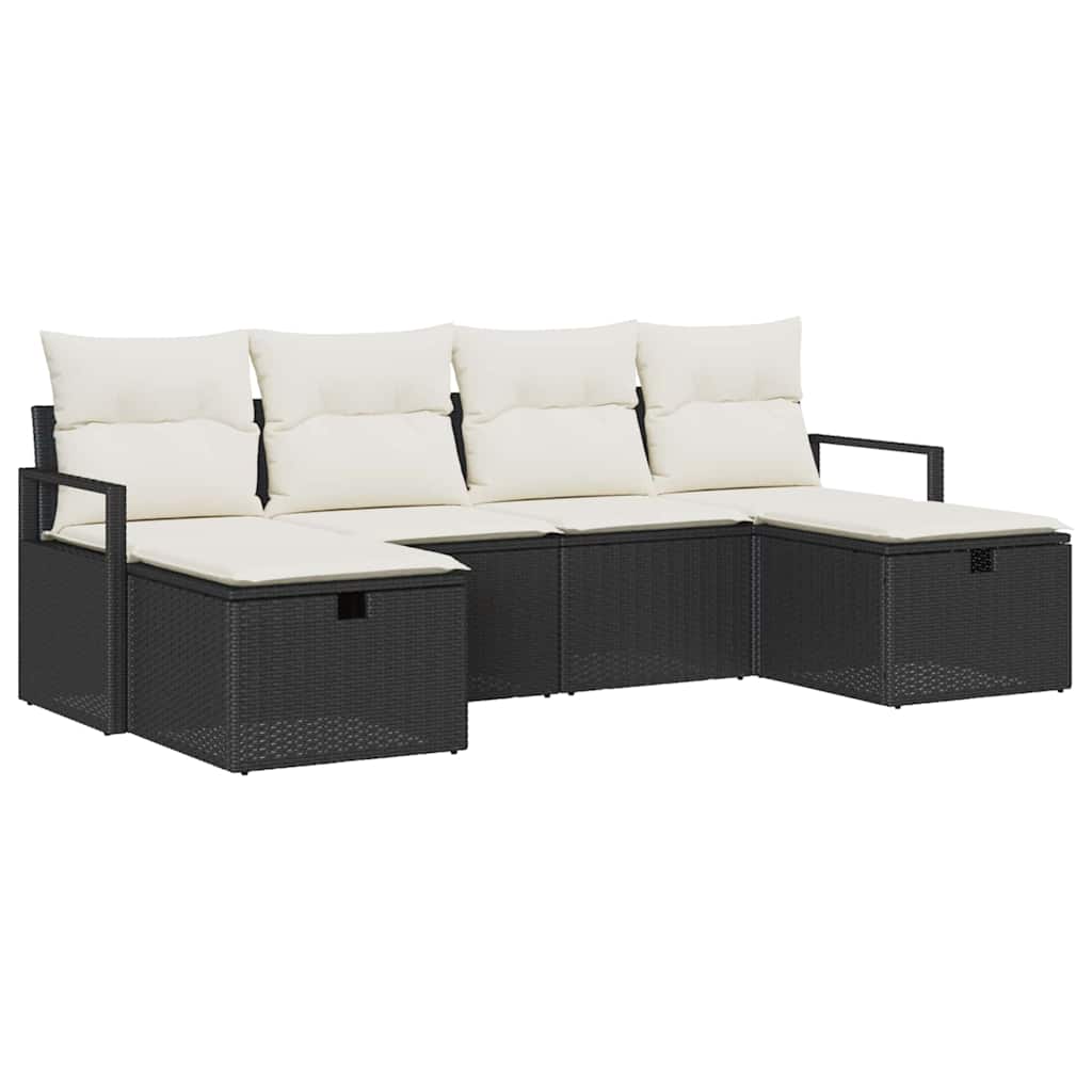 vidaXL Sofa Set with Cushions 5 pcs Poly Rattan