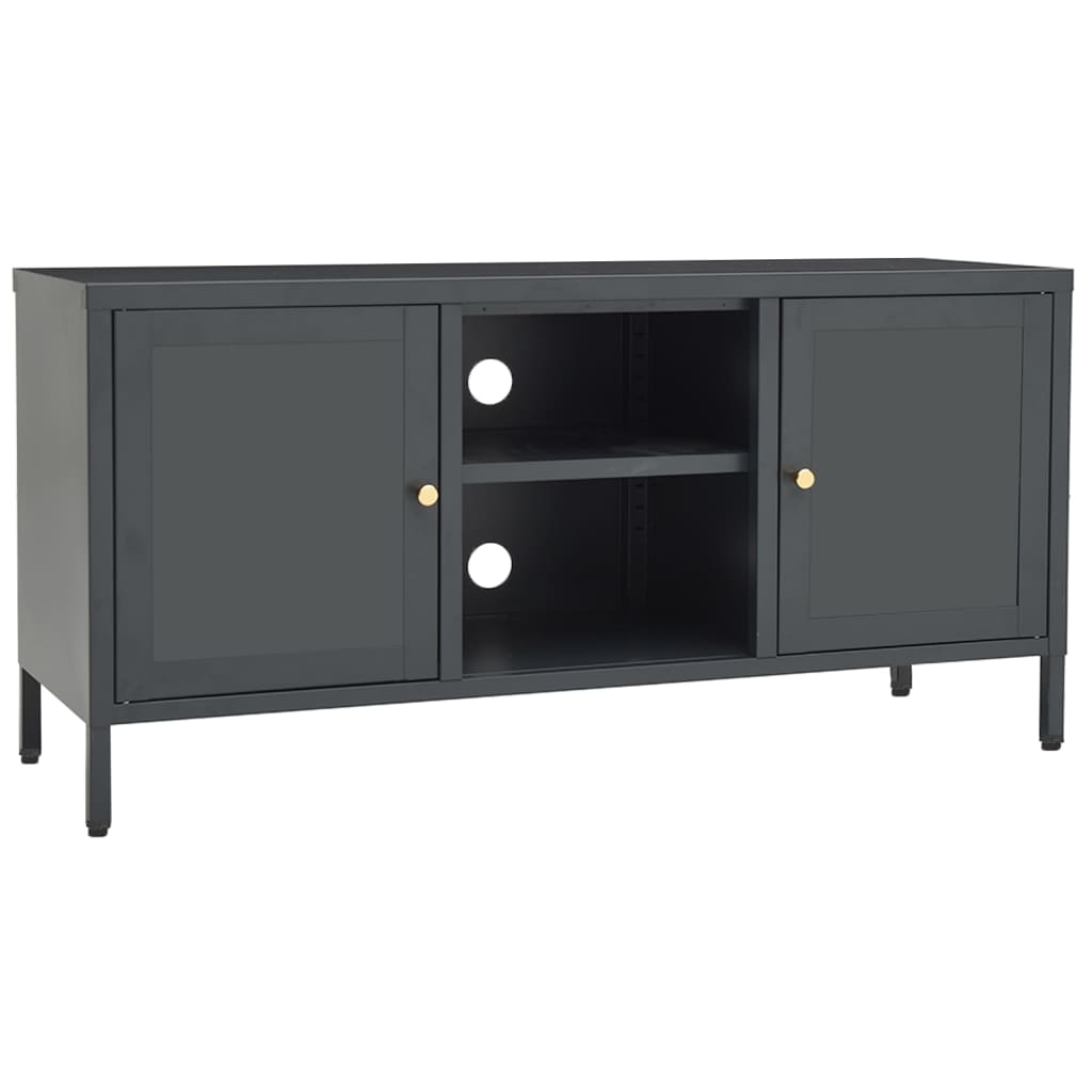 vidaXL TV Cabinet 105x35x52 cm Steel and Glass Black