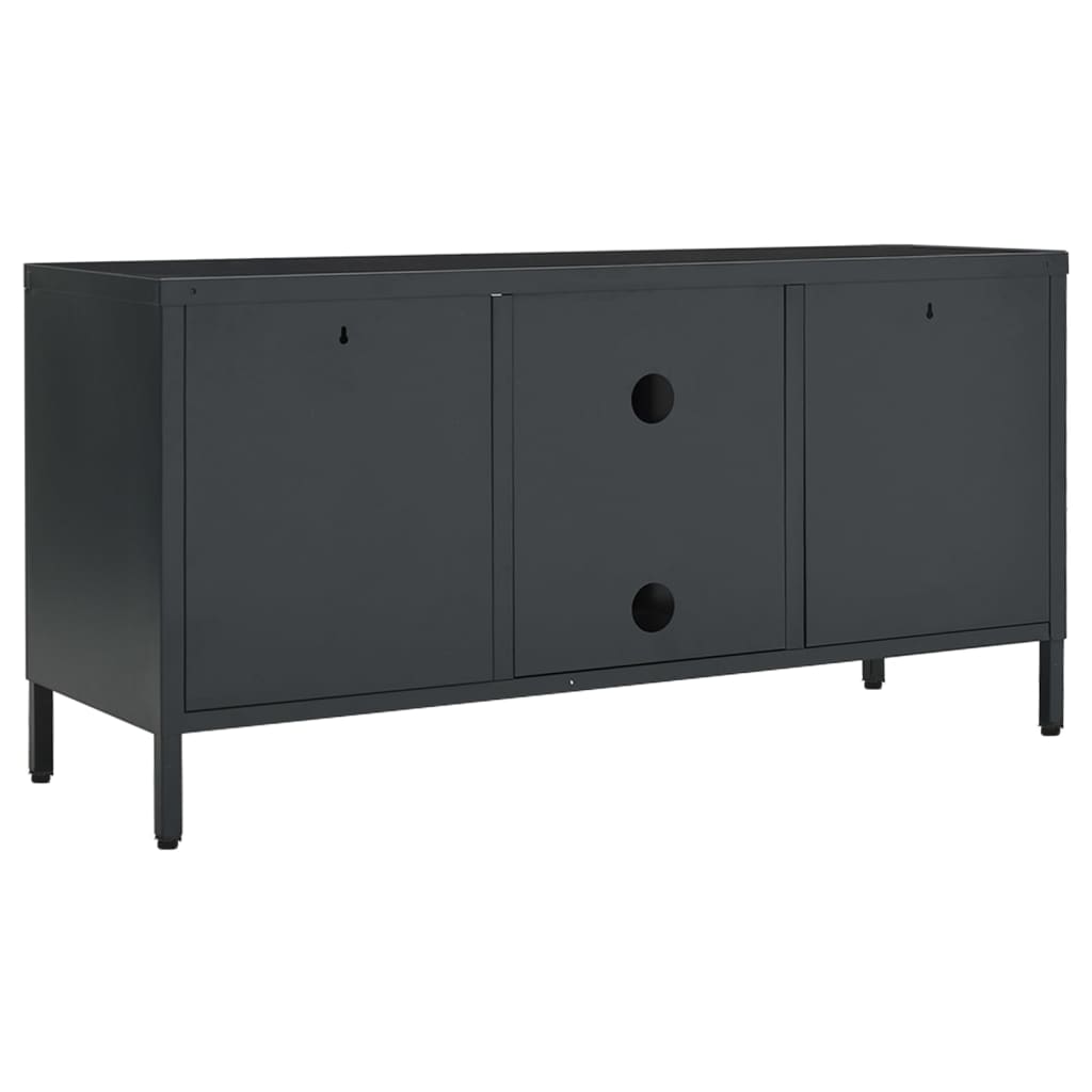 vidaXL TV Cabinet 105x35x52 cm Steel and Glass Black