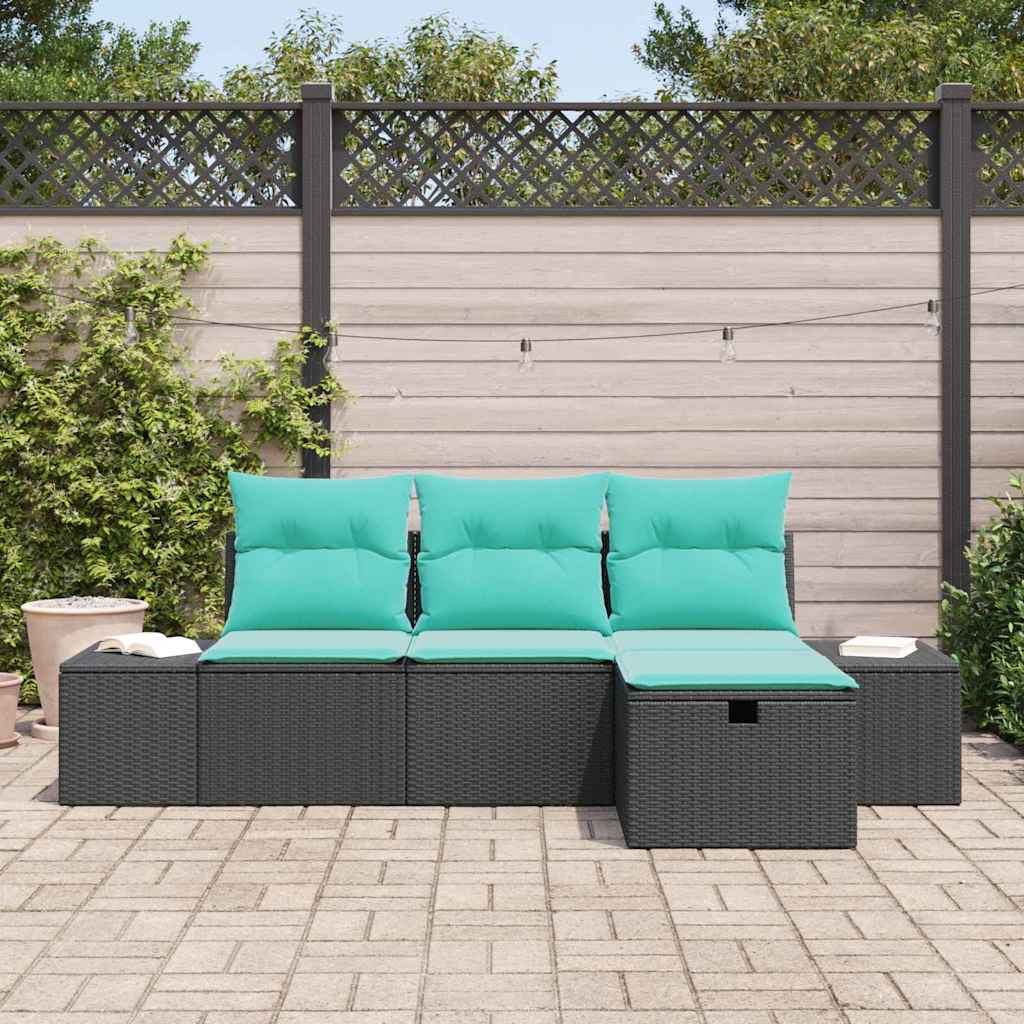 vidaXL Bankstel 4 st poly rattan