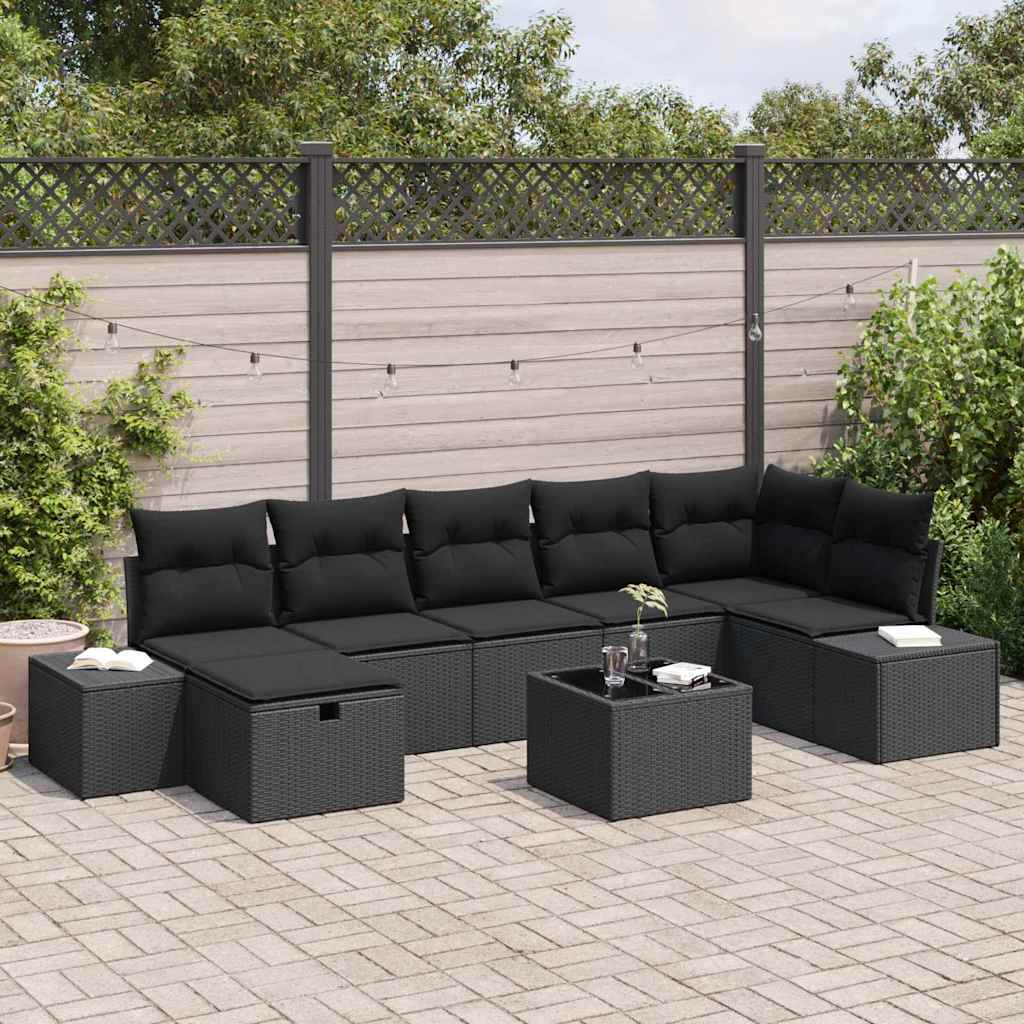 vidaXL Sofa Set with Cushions 8 pcs Poly Rattan