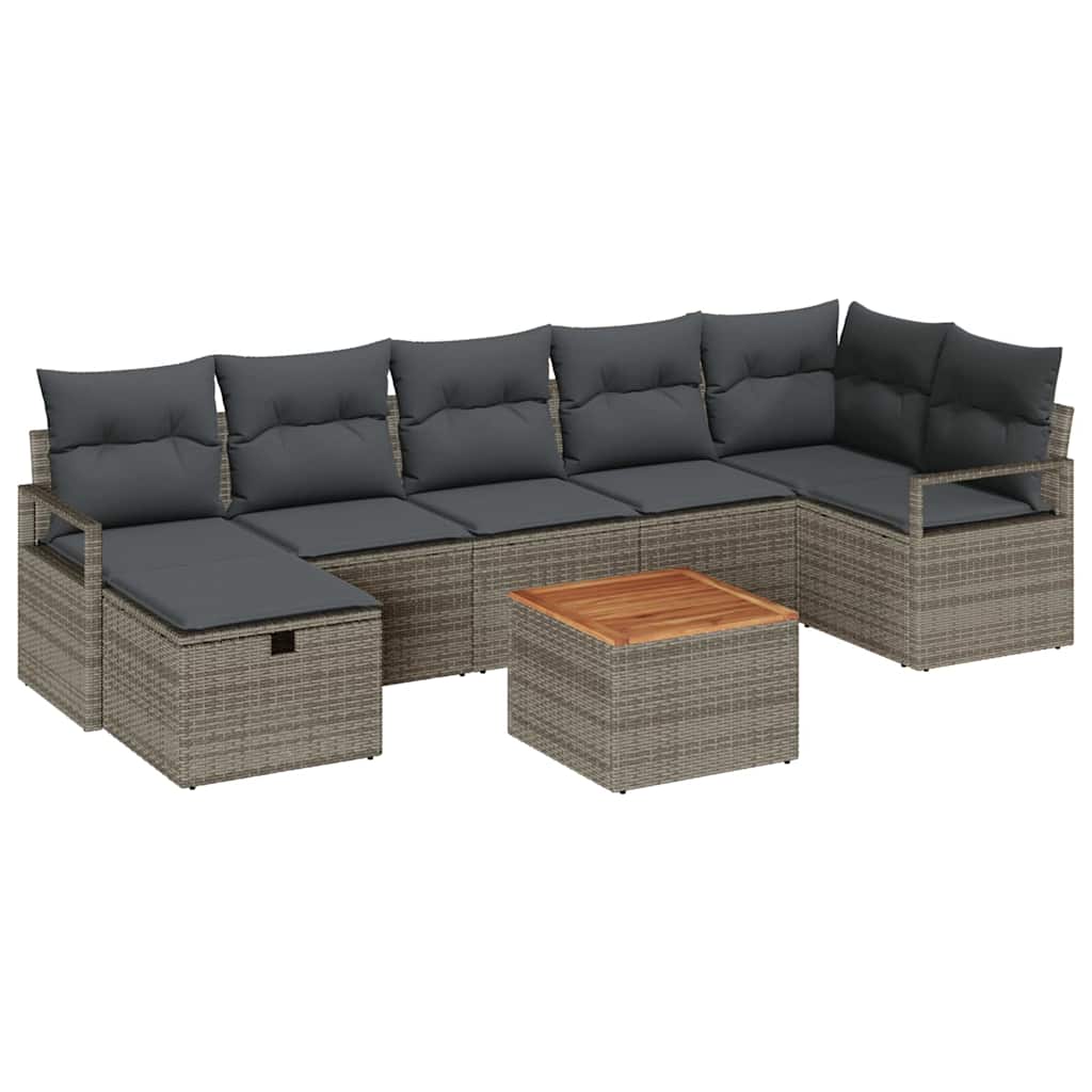 vidaXL Tuinbank Set met kussen met opslag 8 pcs Zwart Poly rattan