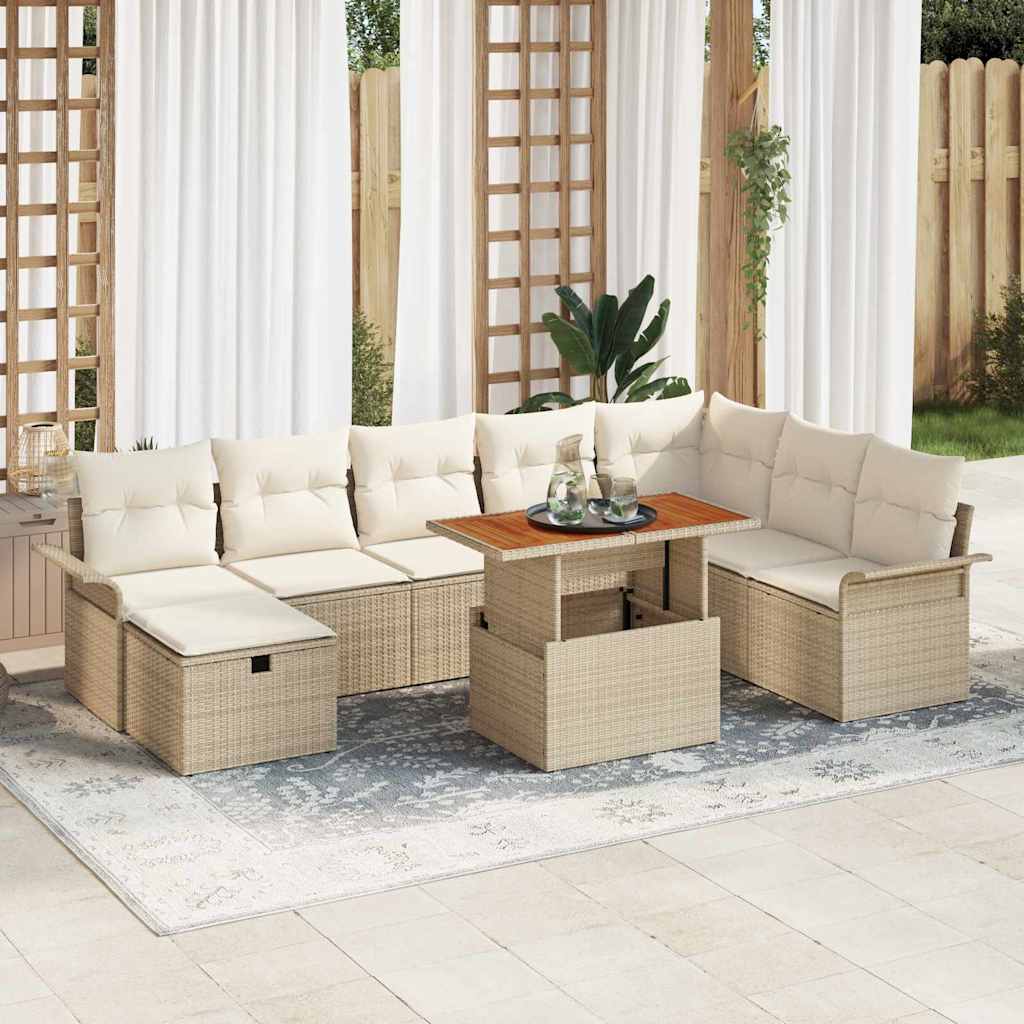 vidaXL Garden Lounge Set 9 pcs Black poly rattan