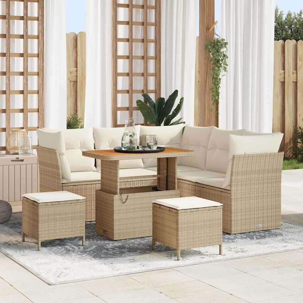 vidaXL Tuinbank Set 8 pcs Zwart poly rattan