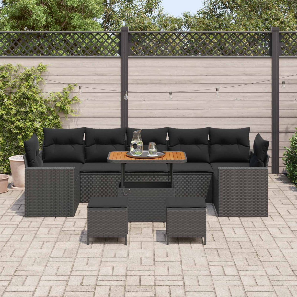 vidaXL Garden Sofa Set 10 pcs Black poly rattan