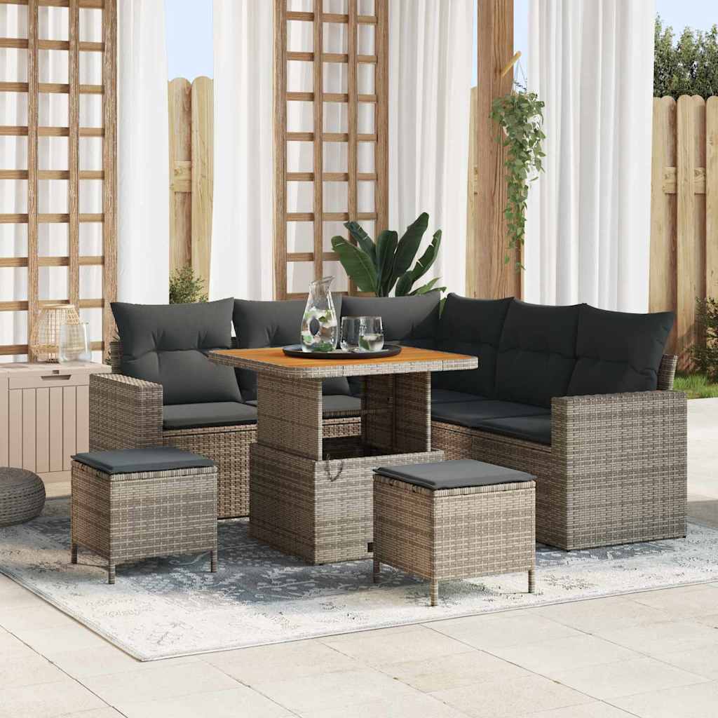 vidaXL Tuinbank Set 8 pcs Zwart poly rattan