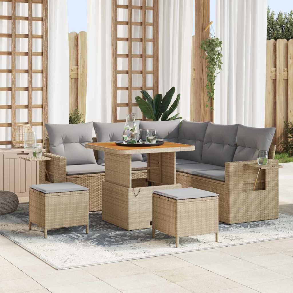 vidaXL Garden Sofa Set with cushions 8 pcs Black poly rattan