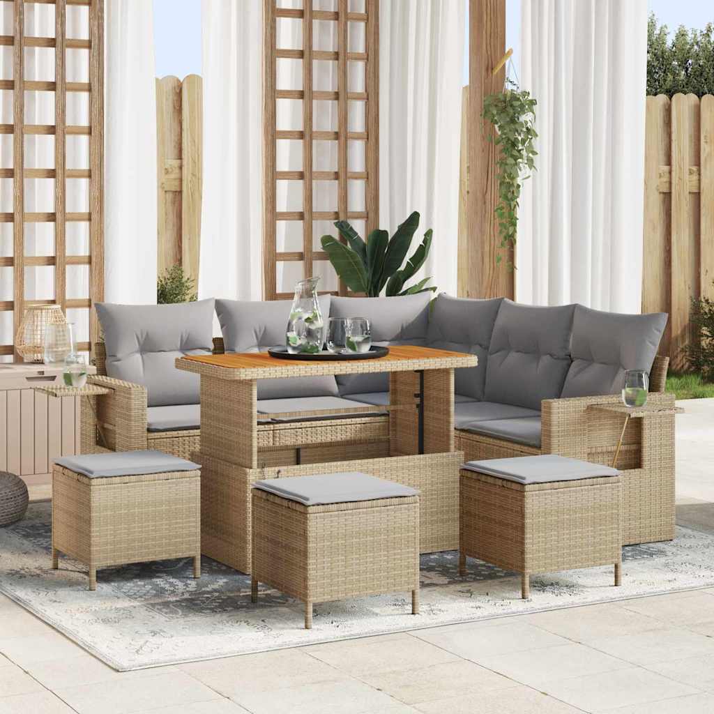 vidaXL Garden Sofa Set with cushions 8 pcs Black poly rattan