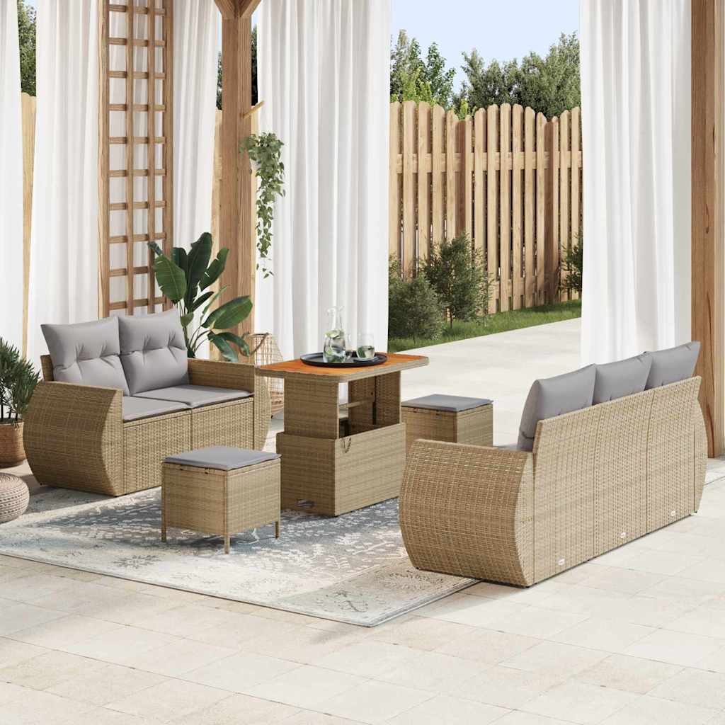 vidaXL Tuinbank Set 8 pcs Zwart poly rattan