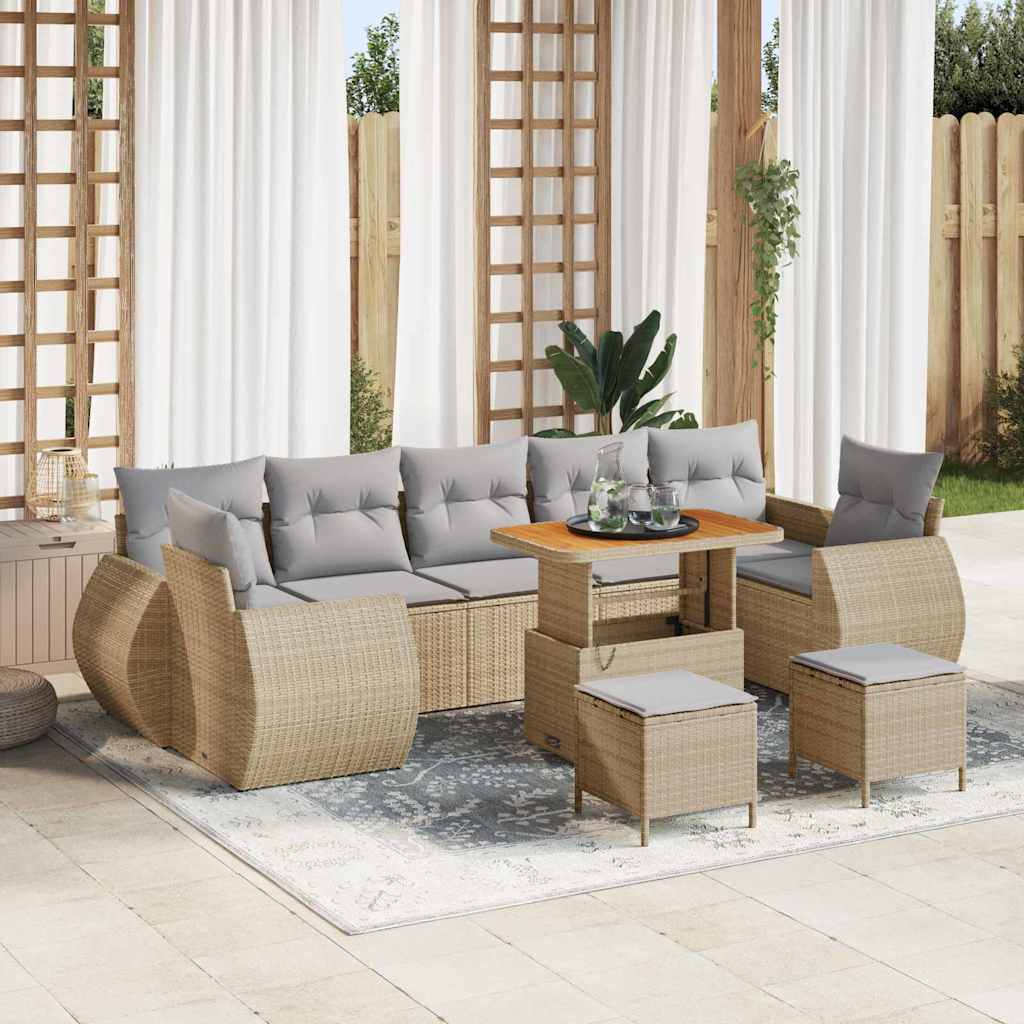 vidaXL Tuinbank Set 10 pcs Zwart poly rattan