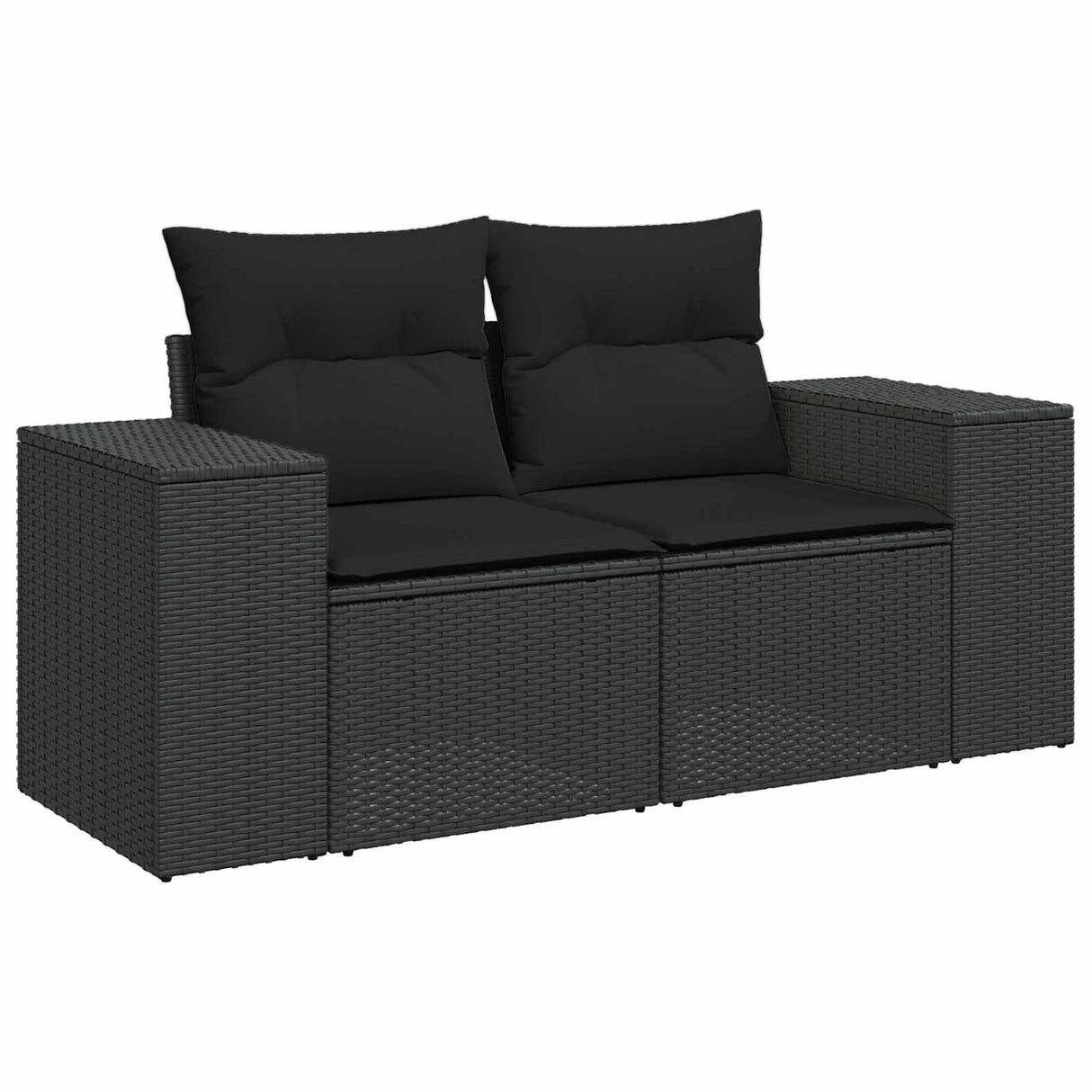vidaXL Tuinbank Set met kussen 9 pcs Zwart Poly rattan