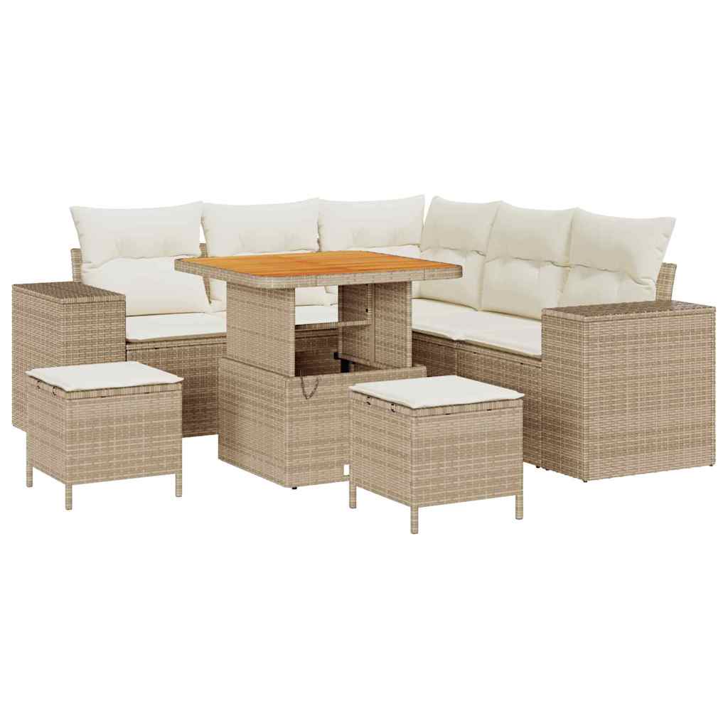 vidaXL Tuinbank Set met kussen 8 pcs Zwart poly rattan